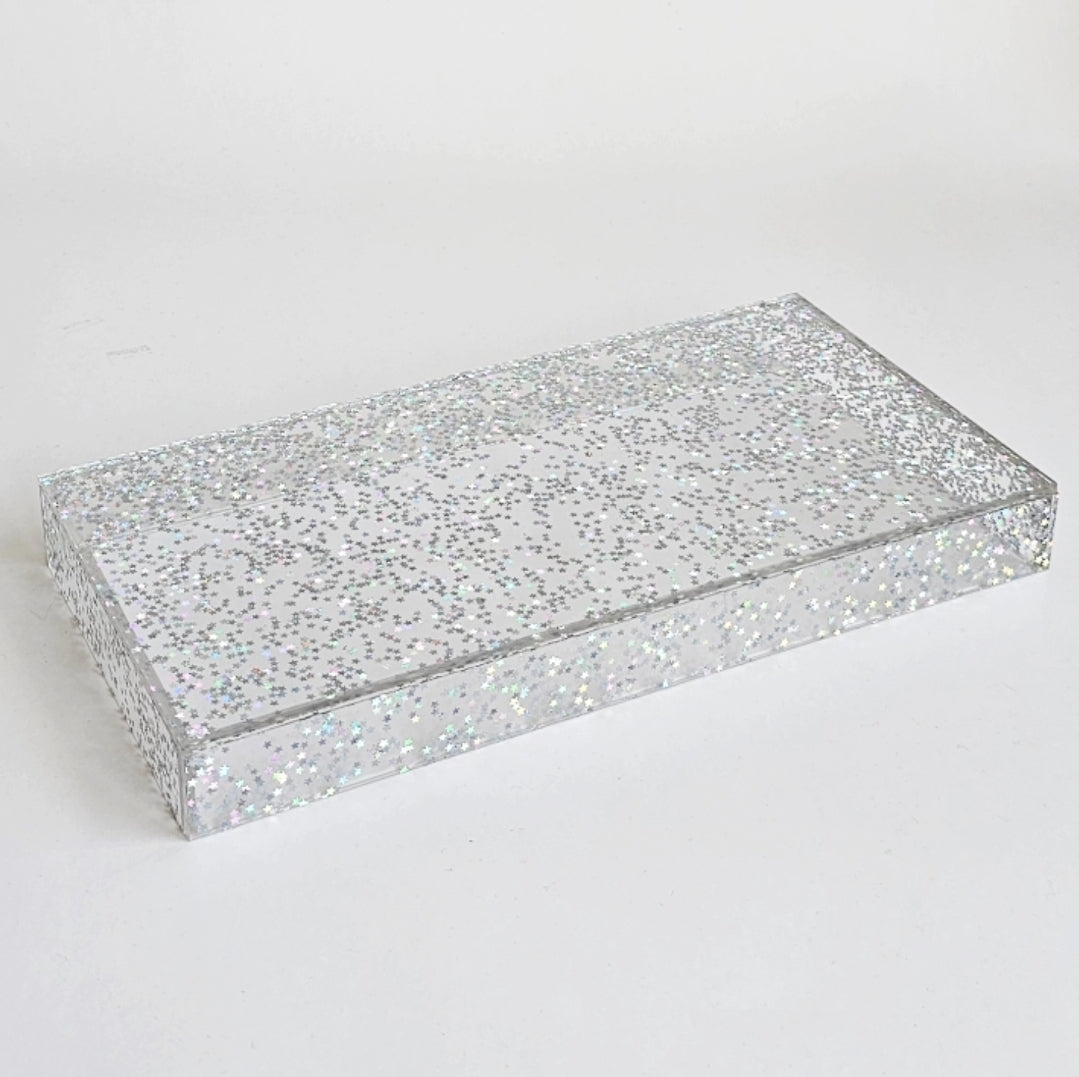 Suporte Bandeja Altura em Acrílico Glitter 30x15x3cm