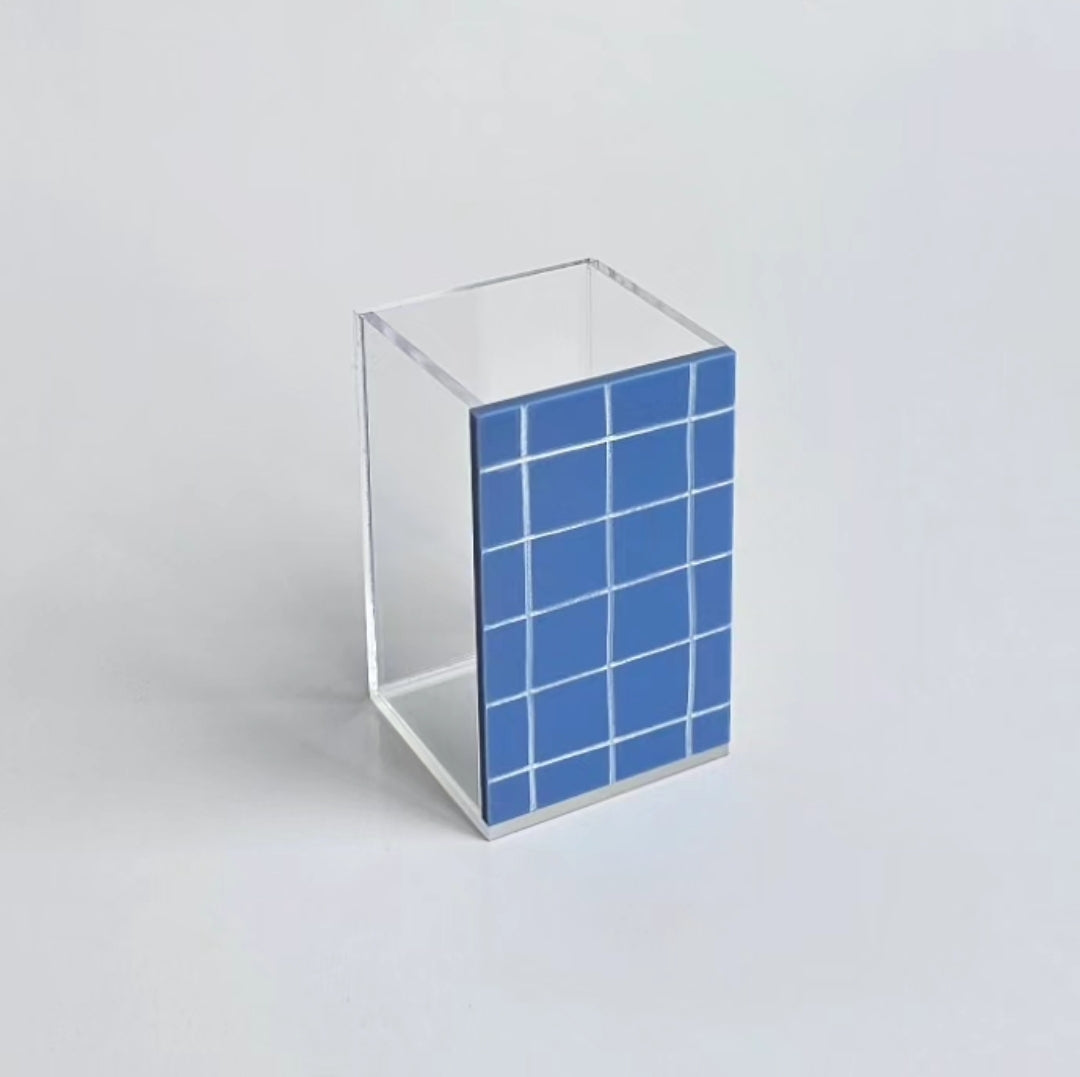 Porta-Lapis-Grid-Azul-Acizentado