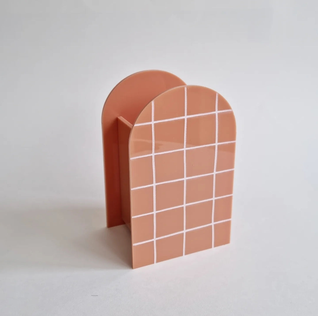 Piruliteiro ou Porta Lápis Arco Grid em Acrílico