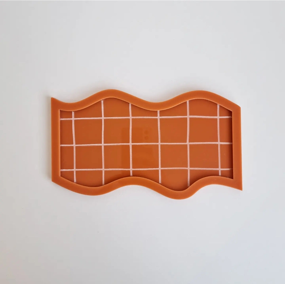 Prato em Acrílico Borda Orgânico Grid
