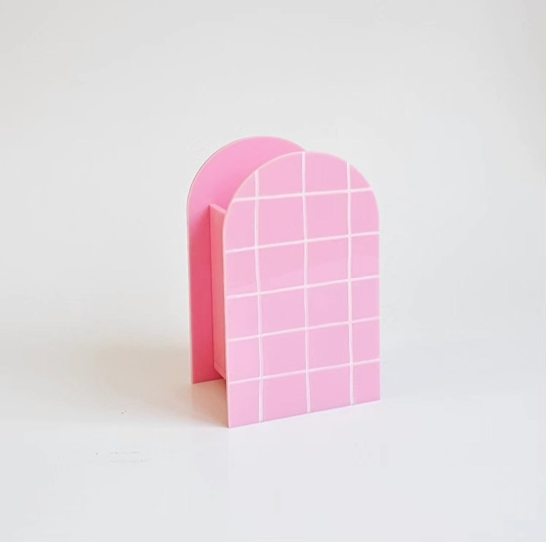 Piruliteiro ou Porta Lápis Arco Grid em Acrílico