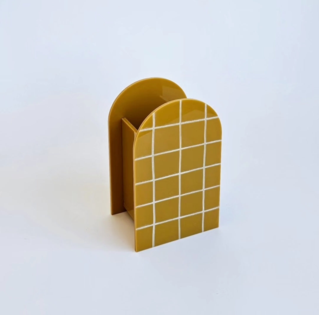 Piruliteiro ou Porta Lápis Arco Grid em Acrílico