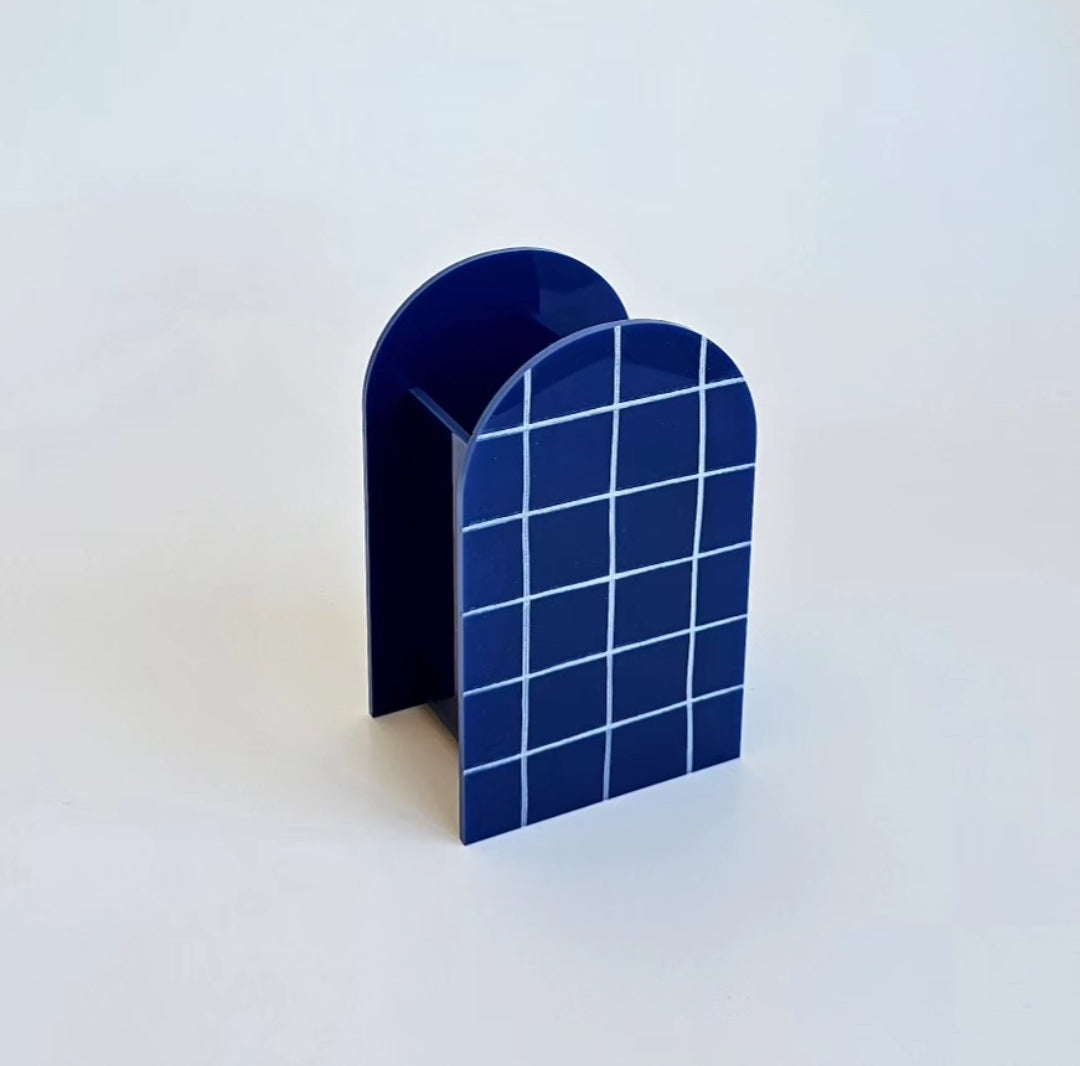 Piruliteiro ou Porta Lápis Arco Grid em Acrílico
