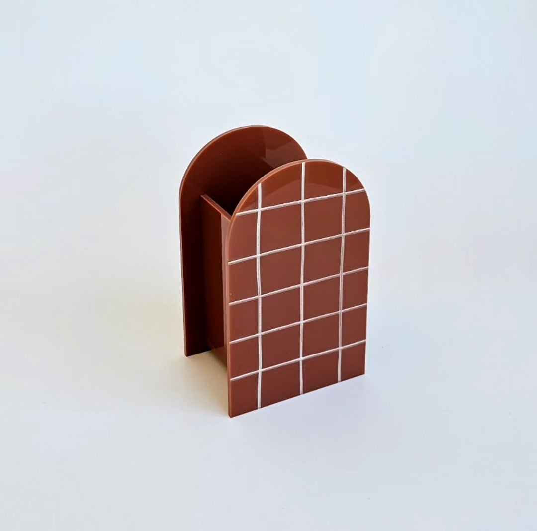 Piruliteiro ou Porta Lápis Arco Grid em Acrílico