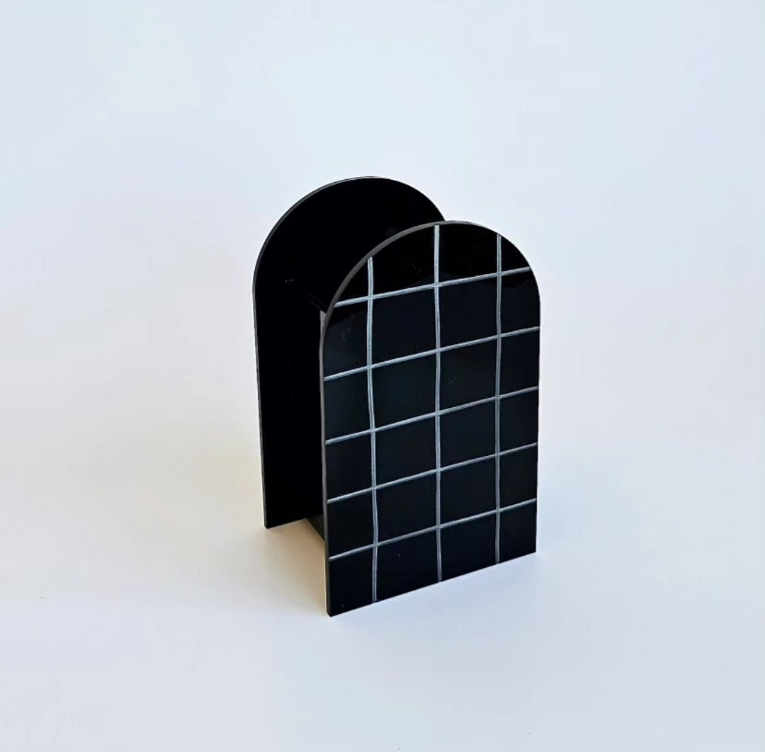 Piruliteiro ou Porta Lápis Arco Grid em Acrílico