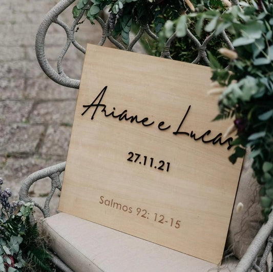 Placa Personalizada Nomes dos Noivos Recepção Casamento