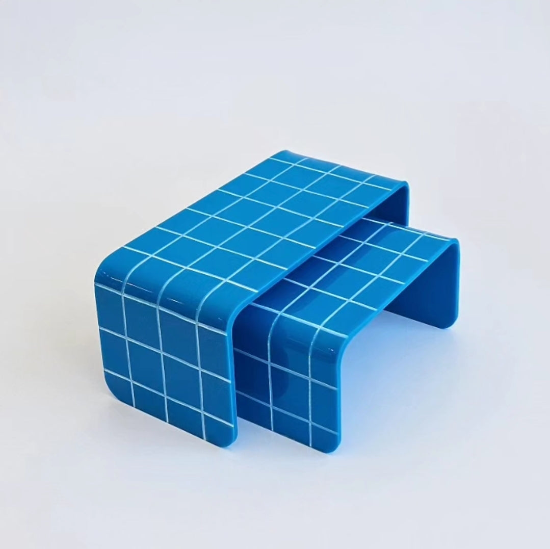 Suporte-Duo-Altura-em-Acrílico-Grid-azul-cobalto