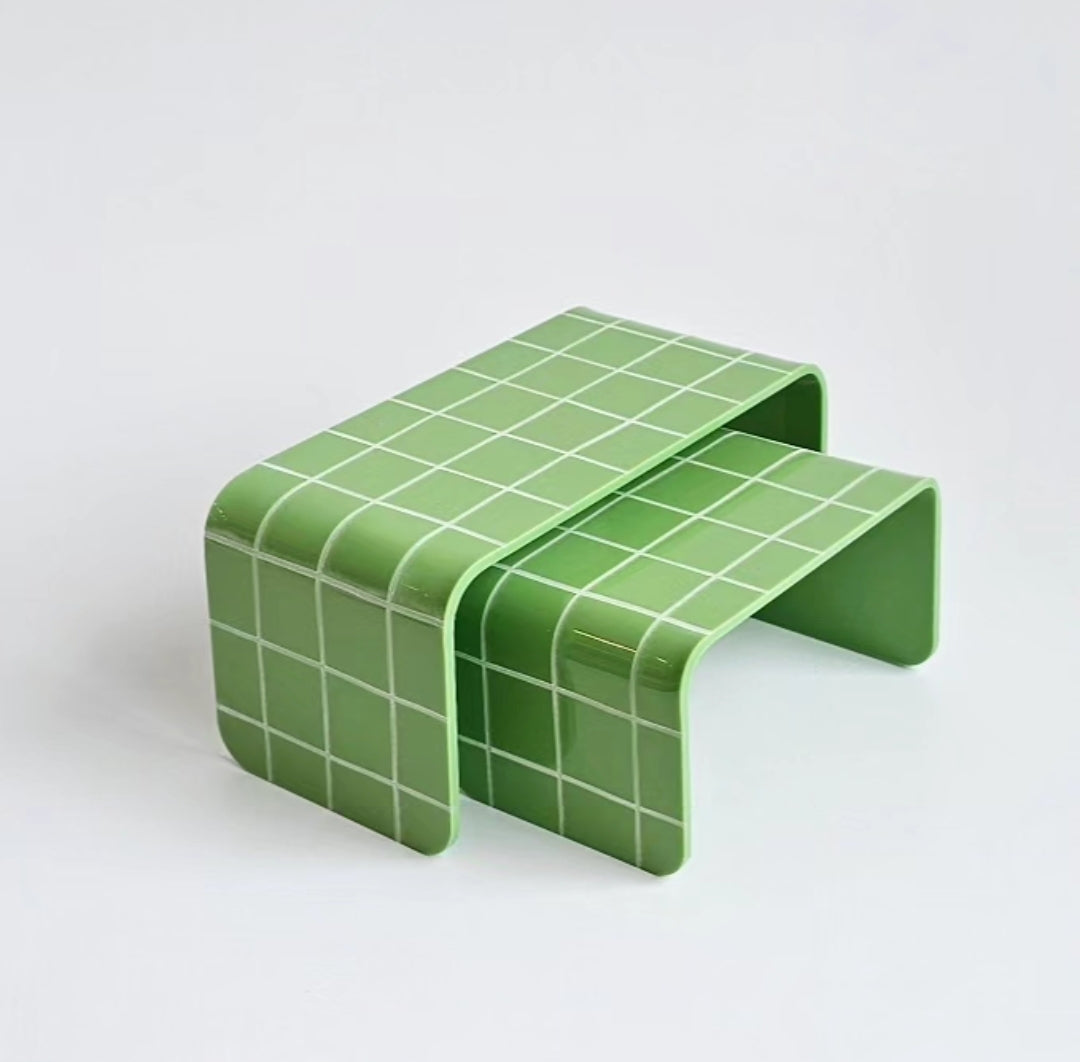 Suporte-Duo-Altura-em-Acrílico-Grid-verde-folha-claro