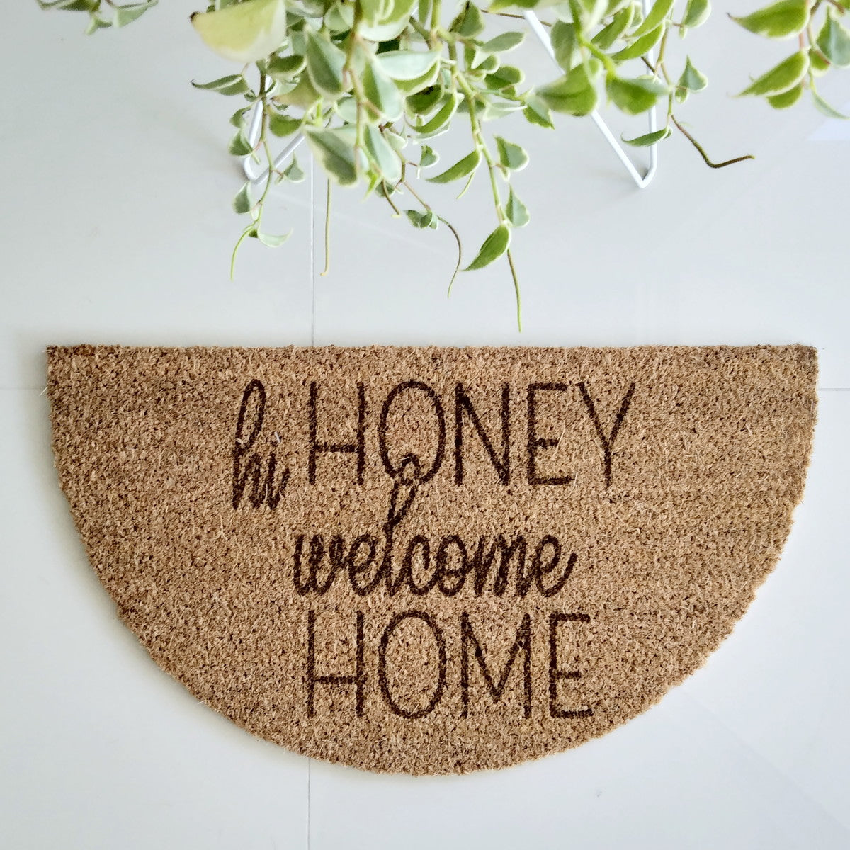 Capacho Fibra de Coco Welcome Home Meia Lua 60x33cm