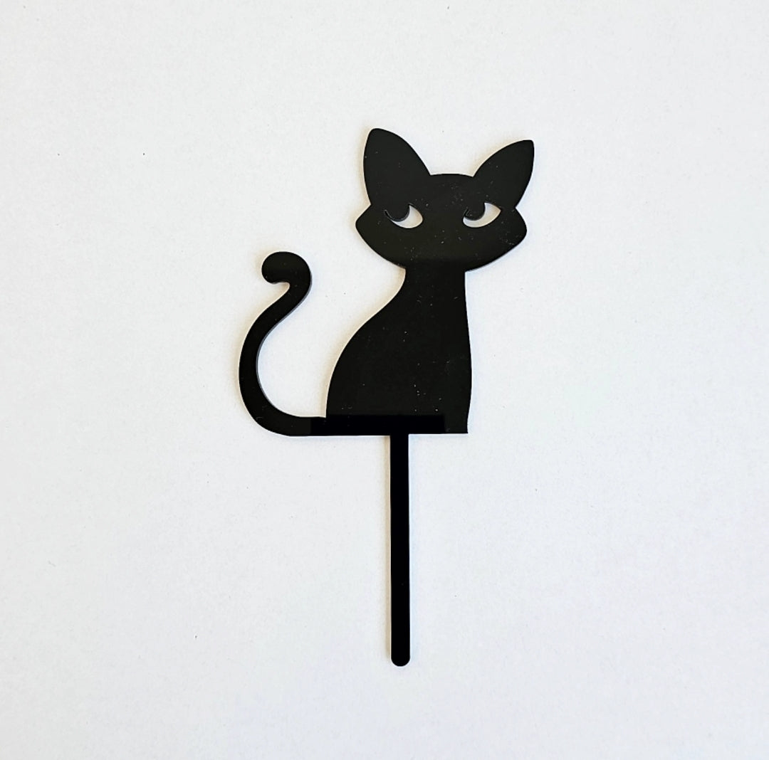 Topo de Bolo em Acrílico Gato Preto