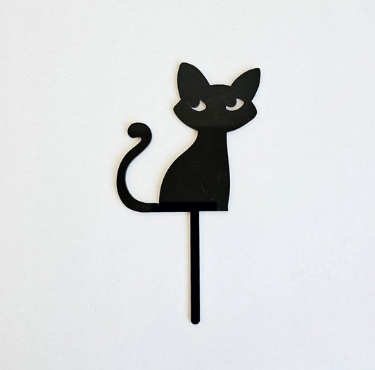 Topo de Bolo em Acrílico Gato Preto