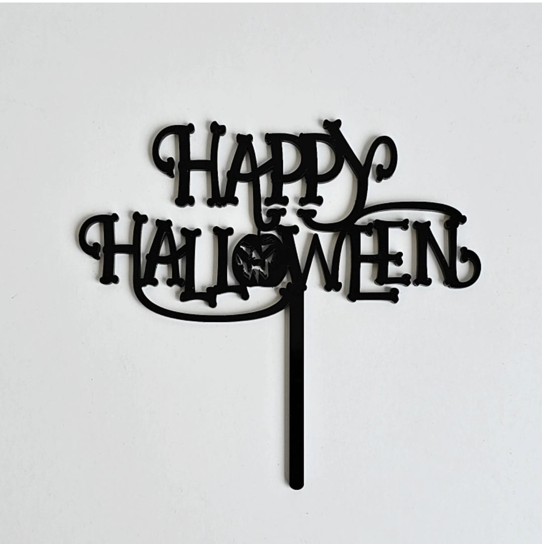 Cake Topper Happy Halloween Abóbora